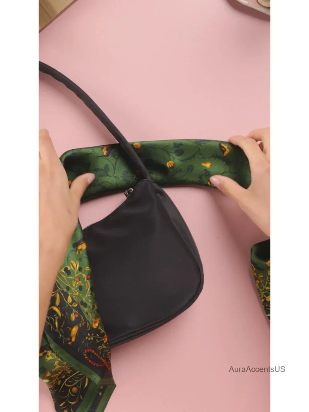 100% Silk Square Scarf for Hair, Neck, Bag Wrap
